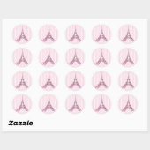 Roze harten en Butterflies Paris Eiffel Tower Part Ronde Sticker (Vel)