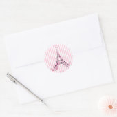Roze harten en Butterflies Paris Eiffel Tower Part Ronde Sticker (Envelop)