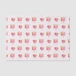 Roze harten en cake (Design 60 Roze Serie) Tissuepapier