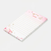 Roze harten en gouden glitter post-it® notes (Schuin)