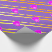 Roze harten en gouden strepen cadeaupapier (Hoek)