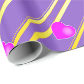 Roze harten en gouden strepen cadeaupapier (Rol Hoek)