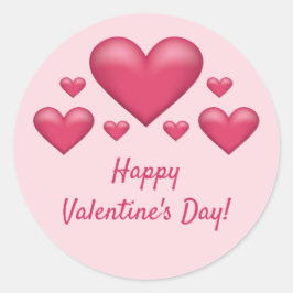 Roze harten en Happy Valentijnsdag tekst Ronde Sticker