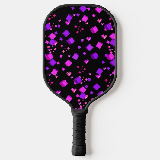Roze harten en kubussen Pickleball Paddle (Achterkant)