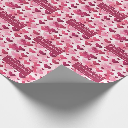 Roze harten en op maat I houden van Valentijnse te Cadeaupapier (Hoek)