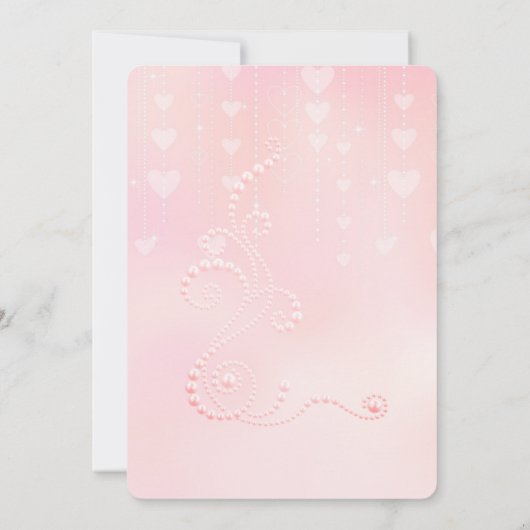 Roze harten en parels kaart (Achterkant)