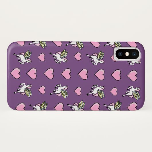 Roze harten en Pegasus Case-Mate iPhone Case (Achterkant (horizontaal))