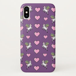 Roze harten en Pegasus iPhone X Hoesje