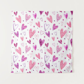 Roze harten en polka stippen: romantisch genot. wandkleed