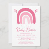 Roze Harten en Regenbogen Baby Shower Kaart (Voorkant)