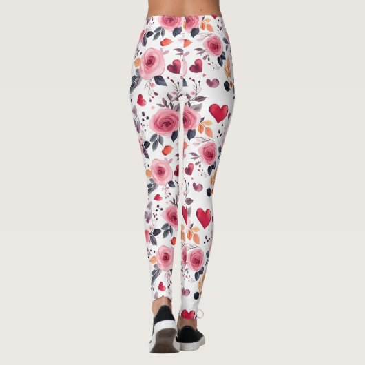 Roze harten en Rozen Leggings (Achterkant)