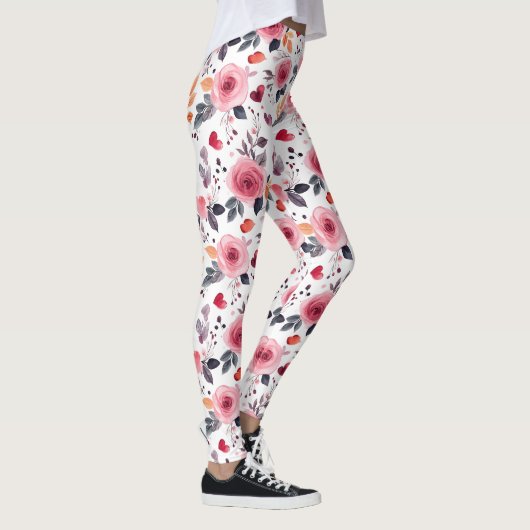 Roze harten en Rozen Leggings (Rechts)