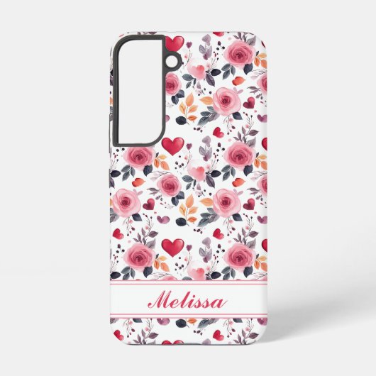 Roze harten en Rozen Samsung Galaxy Hoesje (Achterkant)