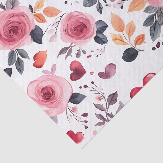 Roze harten en Rozen Tissuepapier (Detail)