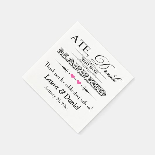 Roze harten en scrollen die Napkins binden Servetten (Hoek)