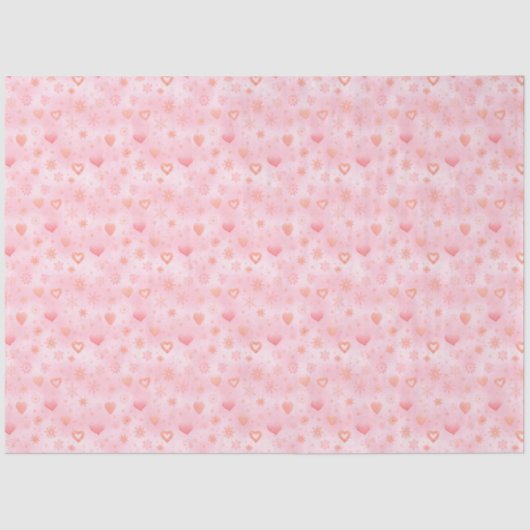 Roze harten en sneeuwvlokken Kerstmis Tissuepapier (Voorkant)