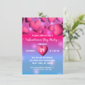 Roze harten en sparkles Valentijnsdag Party Kaart (Staand voorkant)