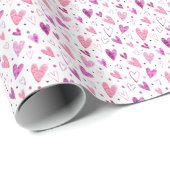 Roze harten en stippen: romantisch genot. cadeaupapier (Rol Hoek)