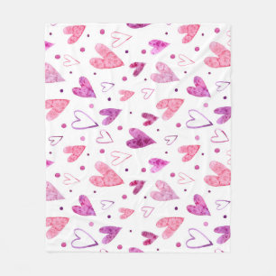 Roze harten en stippen: romantisch genot. fleece deken