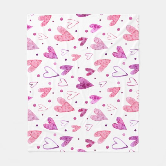 Roze harten en stippen: romantisch genot. fleece deken (Voorkant)