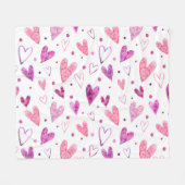 Roze harten en stippen: romantisch genot. fleece deken (Voorkant (Horizontaal))