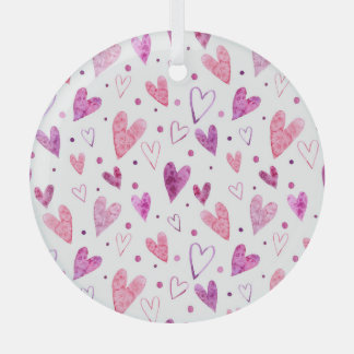Roze harten en stippen: romantisch genot. glas ornament