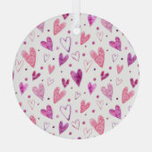 Roze harten en stippen: romantisch genot. glas ornament (Achterkant)