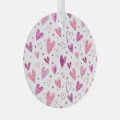 Roze harten en stippen: romantisch genot. glas ornament (Voorkant Rechts)