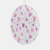 Roze harten en stippen: romantisch genot. glas ornament (Voorkant links)