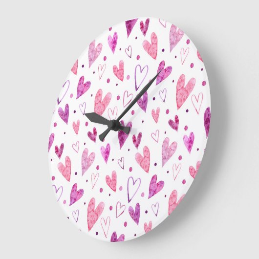 Roze harten en stippen: romantisch genot. grote klok (Hoek)