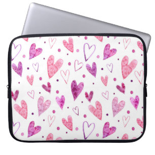 Roze harten en stippen: romantisch genot. laptop sleeve