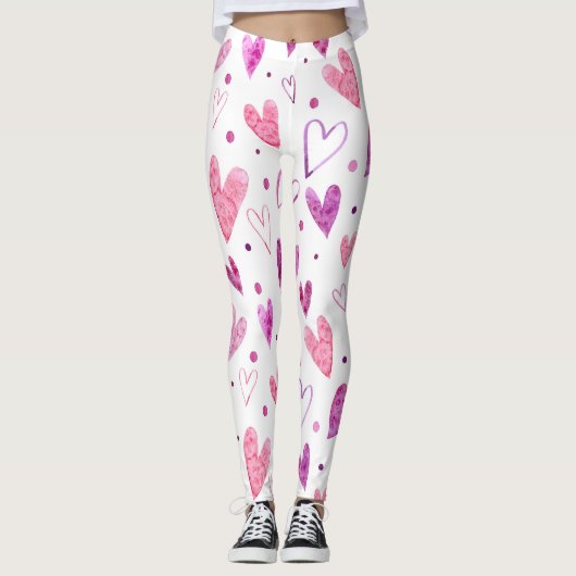Roze harten en stippen: romantisch genot. leggings (Voorkant)