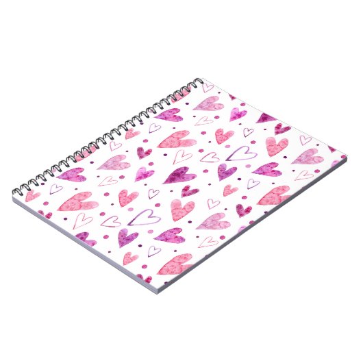 Roze harten en stippen: romantisch genot. notitieboek (Linkerzijde)