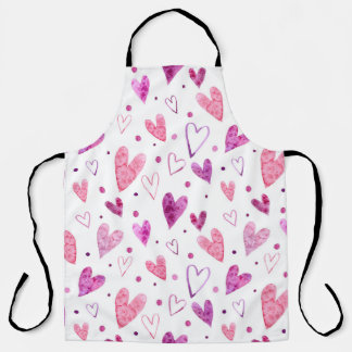 Roze harten en stippen: romantisch genot. schort