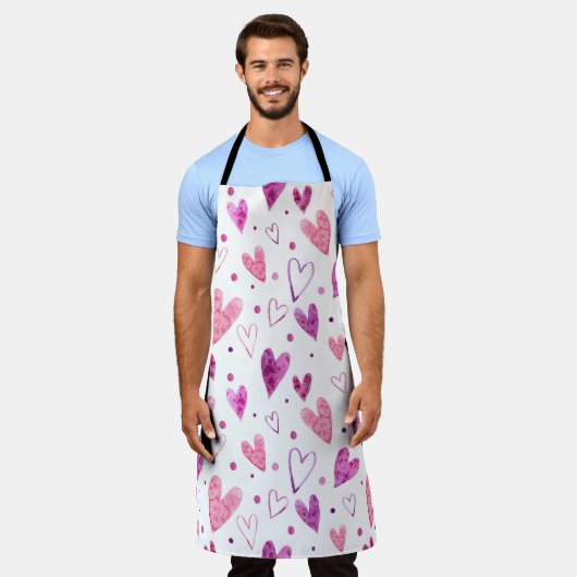 Roze harten en stippen: romantisch genot. schort (Gedragen)