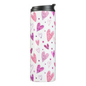 Roze harten en stippen: romantisch genot. thermosbeker (Gedraaid links)