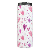 Roze harten en stippen: romantisch genot. thermosbeker (Achterkant)