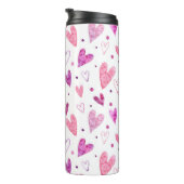 Roze harten en stippen: romantisch genot. thermosbeker (Geroteerd rechts)
