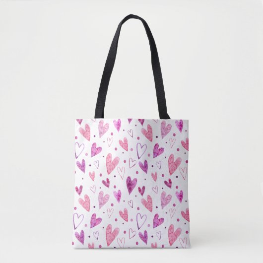 Roze harten en stippen: romantisch genot. tote bag (Voorkant)
