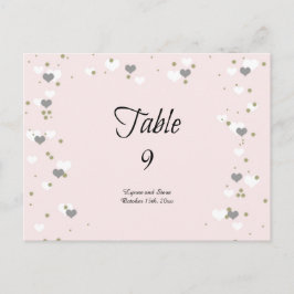 Roze Harten en Stippen Tafel Stoelkaart Briefkaart