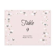 Roze Harten en Stippen Tafel Stoelkaart