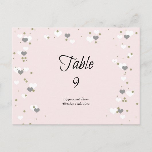 Roze harten en Stippen Tafelzitjes Kaart (Voorkant)