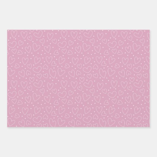 Roze harten en Stippen Valentijnsdag Inpakpapier Vel (Voorkant 3)