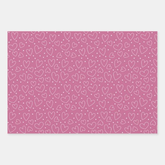 Roze harten en Stippen Valentijnsdag Inpakpapier Vel (Voorkant 2)