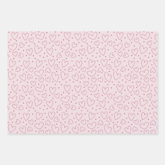 Roze harten en Stippen Valentijnsdag Inpakpapier Vel (Voorkant)