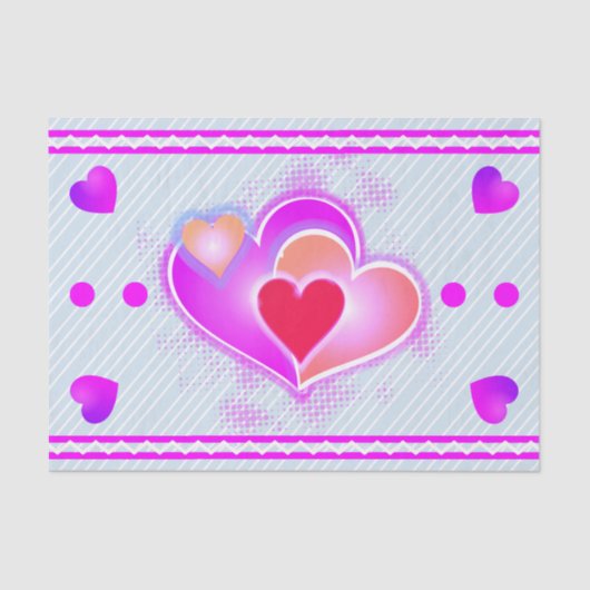 Roze harten en strips tissuepapier (Voorkant)