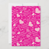 Roze harten en Typografie Valentijnsdag Party Kaart (Achterkant)