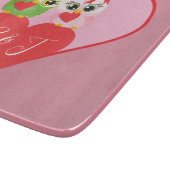 Roze Harten en Uilen Monogram Initialen Snijplank (Hoek)