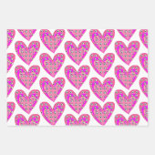 Roze harten en Voetballen patroon Inpakpapier Vel (Voorkant 2)