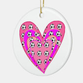 Roze harten en Voetballen patroon Keramisch Ornament (Links)